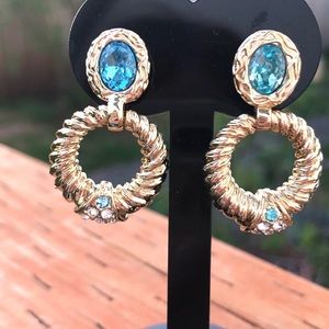 Princess Grace Kelly Collection🆕faux aquamarine Swarovski Crystals clip earrings